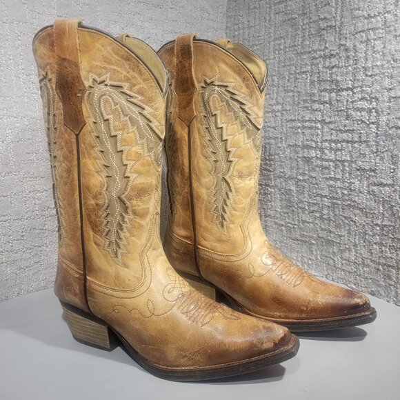 Sterling River Men's Size 12M US Brown Leather Pull on Western Boots SRN 6030 - Picture 5 of 10
